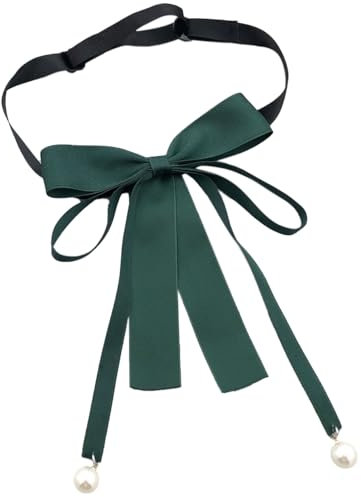 WENLOOY Partyschleife für Damen, vorgebunden, mit Clip, für Damen, Mädchen, Krawatte, Fliege, weibliches Band, Damen-Krawatte, Geschenk, Dunkelgrün, Medium