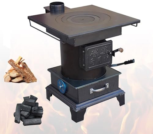 Petit Poele a Bois Interieur, Poele Bois Fonte, Fpoele Charbon Bois, avec Grande Boîte Grise, Stabilise Les Pieds du Four, Soudé à La Main