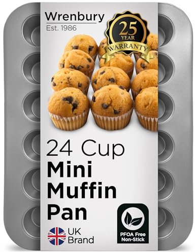 Wrenbury Mini Muffin Tray - Tiny Treats, Big Smiles - Non Stick Small Muffin Tin 24 Cup - Cupcake Pan for Everyday Baking Fun - 2cm Cup