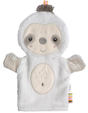 Fehn Waschhandschuh Faultier – Baby-Waschlappen mit Tiermotiv