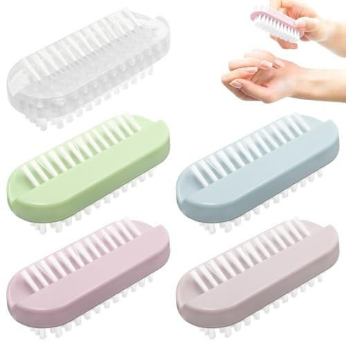 Aoyswuz 5 Pezzi Spazzola per Unghie Mani Tromba Fronte-retro Spazzolino Unghie Setole dure per Pulizia Delle Mani e Delle Unghie dei Piedi
