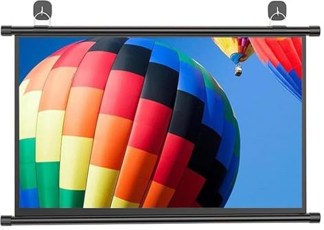 Écran de Projection, Écran de Projection déroulant 30-72 Pouces 4:3/16:9 en Fibre Verre Blanche, Fixation Murale/Plafond Noire(0.672916667,60)