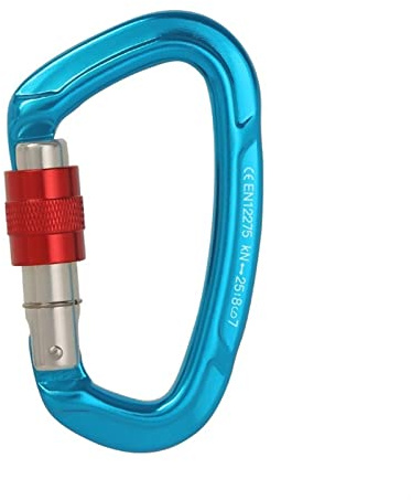 Moschettone, Moschettone da arrampicata 25KN professionale for alpinismo con chiusura a vite a forma di D, moschettoni Ascend Equipement(Blue 25kn)