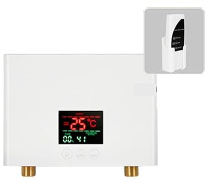 Scaldabagno Istantaneo 3KW/5.5KW Riscaldamento Rapido Conversione Di Frequenza Intelligente Con Telecomando A Temperatura Costante Facile da usare(220 5500W,White)