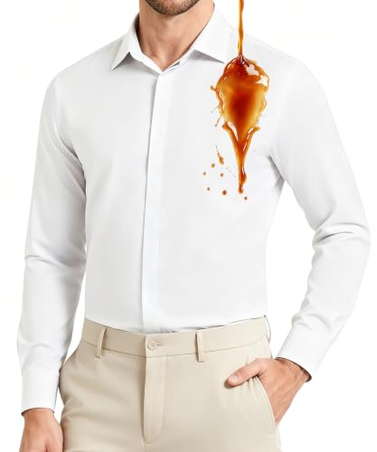 Casey Kevin Chemise Manche Longue Homme Business Anti-Taches sans Repassage | Hydrofuge, Respirante, Confortable, Douce, Infroissable, Facile d'entretien, Pour Bureau Affaires Décontractée Mariage Voyag