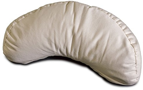 Cuscino di meditazione - Cotone spigato bianco grezzo - Mezzaluna - bucce di miglio bio - Cuscino per il yoga bio - Luna