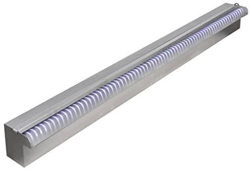 vidaXL Fuente Rectangular Patio Exteriores Jardín Estanque Aire Libre Terraza Decoración Bomba de Agua Piscina con LED Acero Inoxidable 90cm