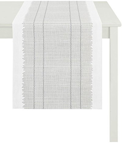 Apelt Läufer, Polyester, Silber/Creme, 48 x 140 x 0.2 cm