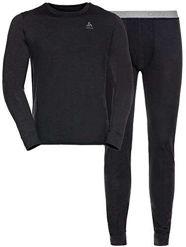 Odlo Herren Funktionsunterwäsche Set 100% Merino 200 Gramm, Black - Black, M