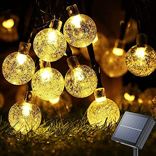 Oreunik Luci da Esterno Giardino Solari, 8 Modalità Lucine Luce Solare Esterno per Patio,Catena Luminosa Esterno Solare per Cortile, Portico, Decorazione per Feste di Nozze (30LED Bianco Caldo)