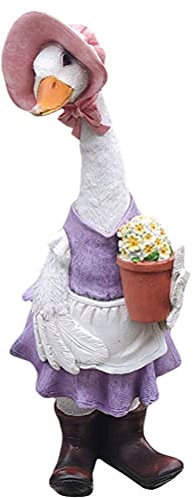WINBST Oie décoratif en résine avec tablier et chapeau de paille - Décoration de jardin - Décoration de jardin - Résistant aux intempéries