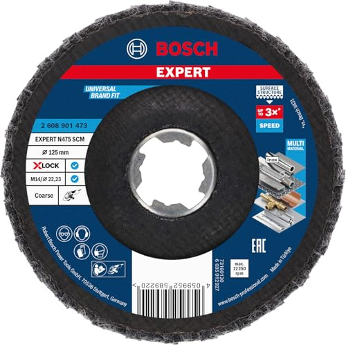Bosch Accessories Bosch Professional 1 x EXPERT N475 SCM X-LOCK Fächerschleifscheibe (zum Veredeln von Metalloberflächen, Ø 125 mm, grob, Zubehör Winkelschleifer)