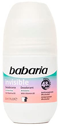 Babaria - Desodorante Mujer y Hombre Roll On Invisible 50ml | Desodorante Para Niños Y Adultos | Desodorante Deos Hidratante | Protección 48h | 100% Vegano