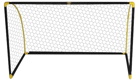 Umbro Portería de fútbol plegable 180 x 91 x 120 cm - Portería de fútbol para niños y adultos - Accesorios de entrenamiento de fútbol - Interior y exterior - Fácil montaje - Negro y amarillo