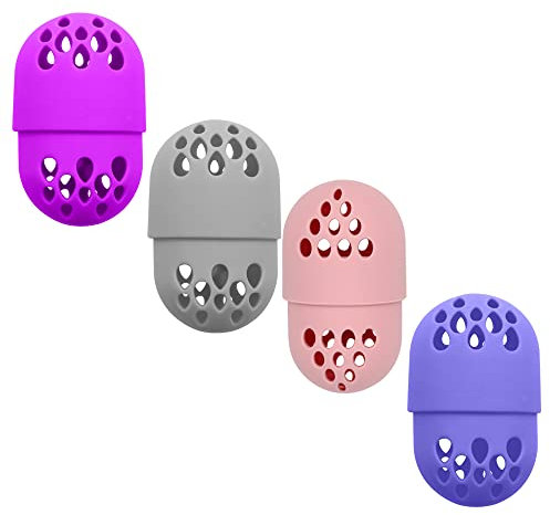 Lot de 4 porte-éponges de maquillage en silicone - Boîte de rangement pour œufs de beauté - Support pour éponge de maquillage - Boîte de transport pour cosmétiques (A)