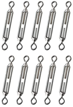 Kippen 1204BK - Confezione da 10 Pezzi di Tenditore a 2 Occhi in Acciaio Zincato. Misura 6 mm.