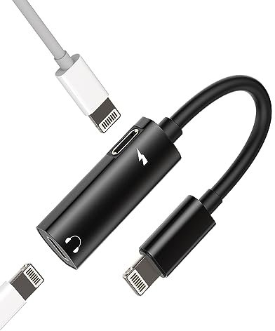 Adaptateur Lightning Jack Ecouteur Chargeur Cable(2en1)certifié Apple MFI Double Prise Accessoire Iphone pour 14 13 12 11 Pro Max 7 8 Plus X Ipad 2 Air Voiture Casque Audio Câble Auxiliaire Adaptador