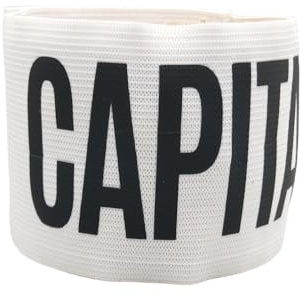 Bandeau de capitaine de football adulte professionnel bandeau capitaine football élastique réglable avec déchirure et sangle pour bras pour adultes sport football rugby équipe (blanc imprimé noir)