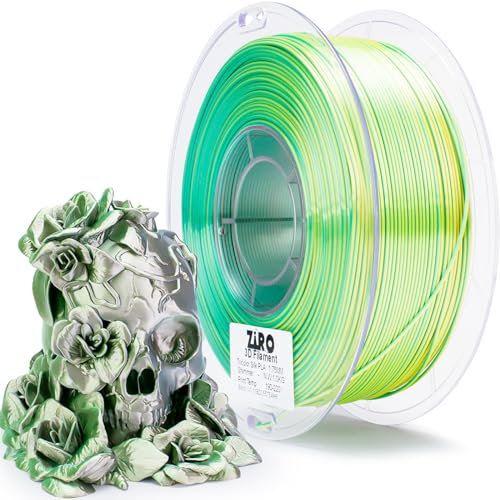 ZIRO Multicolore Soie Filament PLA 1.75mm, Soie Tricolore Coextrude Filament pour Imprimante 3D, Précision Dimensionnelle +/-0.03mm, Bobine de 1KG, Shimmer