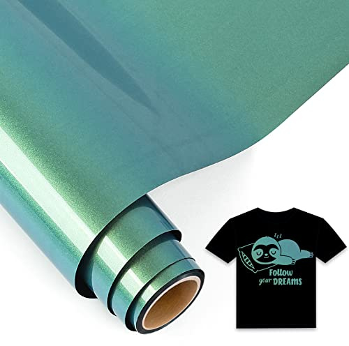 IModeur Chameleon Iron on Vinyl — 30.5 x 153 cm Gold to Green Heat Transfer Vinyl for Fabric, PET Backing Easy to Weed HTV for T-Shirts, Clothes, Hats, Bags and Other Textiles