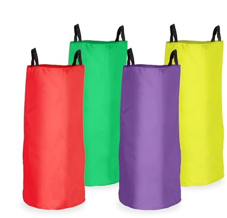 Relaxdays Corsa con 4 Sacchi da Salto, Gioco da Giardino per Bambini, Set per Feste di Compleanno, Poliestere, Colorato, HxD: 73 x 50 cm