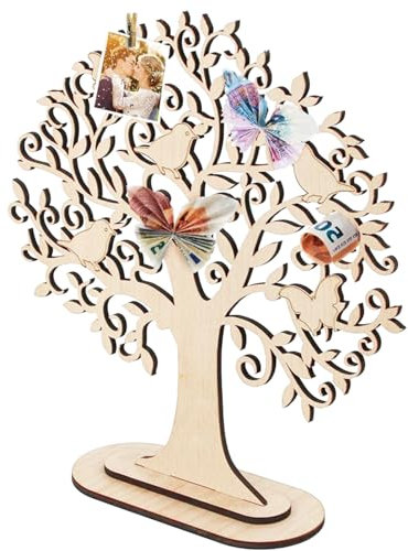 Geldbaum Geschenk aus Holz Lebensbaum Deko, Lebensbaum Holz, Geld Holzbaum, Geldbaum aus Erlenholz mit Gravur, DIY Handwerk Dekoration, Geldgeschenke Verpackung für Männer Frauen Brautpaar (D)