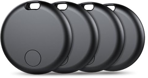 Air Tracker Tags Bluetooth Item Finder-4Pack，Compatible with Apple Find My APP (iOS Only) Replaceable Battery, IP67 Waterproof, Suitable for Luggage, Bags, Wallets, Backpacks, Elegant Black