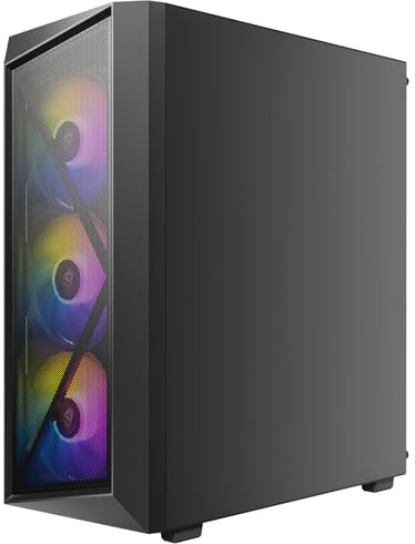 Antec AX67 ARGB Midi Tower Nero (Antec AX67 ARGB Mid-Tower Gaming PC Case, Full Mesh Front, Tempered Glass, 4 x 120mm ARGB Fans, ATX/Micro-ATX/ITX Compatible)