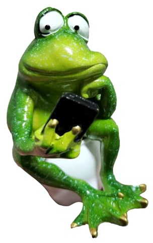 Manolyee Frog Figurines Funny,Decorative Animal Statues - Resin Frog Sitting on Toilet Figurine, Yard Sculpture for Study Balcony Garden Fence Yard Patio