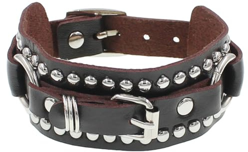 Pulseras Góticas De Cuero para Hombre Y Mujer con Tachuelas Estilo Punk Rock Estilo Motero con Correa Ancha Punk Steampunk Gótico Joyería De Halloween Color Marrón Oscuro.