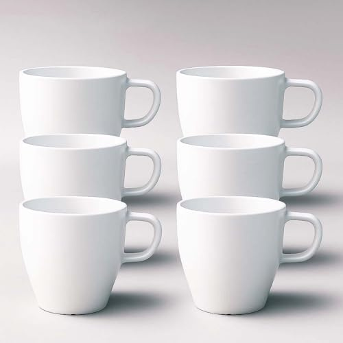 GESHUPOR 6-Pack 10oz Unbreakable Coffee Mugs, Microwave Safe Premium Drinkware (Up to 320℉), Lightweight Shatterproof White Cups for Keurig, Kids, RV & Camping, BPA-Free (White)