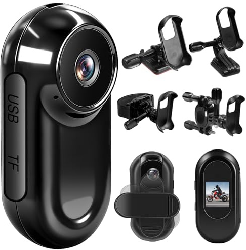 LXMIMI Action Cam, Mini Action Camera HD 1080P con Display da 0,85 Pollici, Action Camera Sportiva da 120°, Videocamera Magnetica per Casco da Moto con Accessori Multipli (Nera)