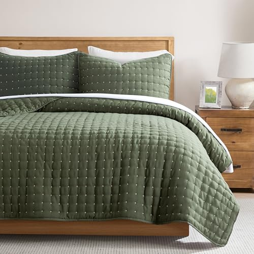 R.SHARE Colcha Verano Cama 135/150, 220x240cm Musgo Colcha Bouti Cama Primavera, Cubrecama Ligera Acolchada para Cama o Sofá Suave y Transpirable, Edredón Verano Todo el Año (sin Funda de Almohada)