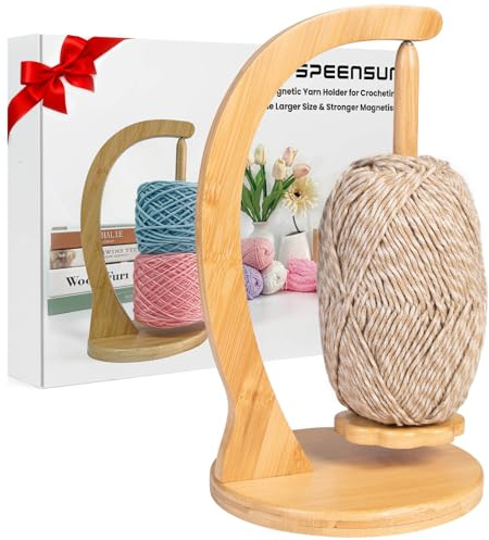 SPEENSUN Yarn Holder for Crocheting, Upgraded Larger Size & Magnetic Wool Holder, Rotating Design Holds Most Yarns Up to 500g, Knitting Gifts for Crochet Lovers with Gift Box