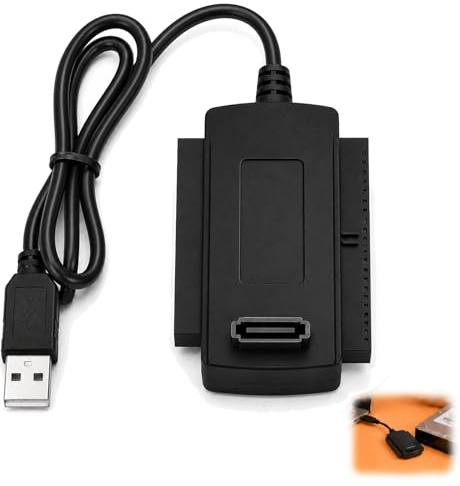Câble USB vers IDE SATA, Adaptateur USB vers IDE SATA pour Disque Dur 2,5 3,5 HDD SSD, Câble Convertisseur USB 2.0 vers SATA IDE pour Ordinateur Portable et PC, Lecteur CD DVD, Sauvegarde Données