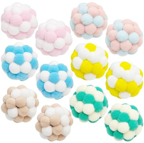 Bangbobi 12 Pièces Jouets pour Chats Balles – Doux et Élastique avec Grelots Jouet Interactif pour Chats Balle pour Gratter et Jouer
