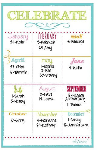 Magnetic Birthday Dry Erase Calendar White Color, Birthdays to Remember- Magnetic Calendar for Refrigerator, Birthday Calendar.