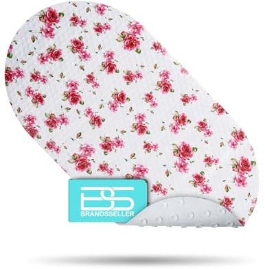 Brandsseller Inserto antiscivolo per vasca da bagno 70x36 cm – PVC con ventose, lavabile, antibatterico e antimuffa – base sicura per vasca – Disegno di Rose