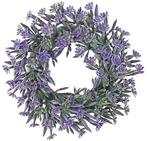 Ideen mit Herz Deko-Kranz, Design 3, innen: Ø 9,5cm, außen: Ø 23cm, mit violetten Blüten und Knospen