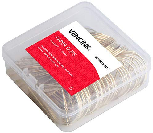 70 Pieces Gold Cute Paper Clips Large, VENCINK Smooth Stainless Steel Drop-Shaped Wire Paperclips for Office Supplies Wedding Women Girls Kids Students Paper Work