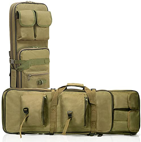 SJASD Gevärsfodral,Taktisk Dubbel Lång Mjuk Gevärsfodral,Mjuk Vapenväska för Gevär och Handeldvapen Bärväska för Jaktskytte,Perfekt För Förvaring och Transport,Armygreen 90cm/35.4in