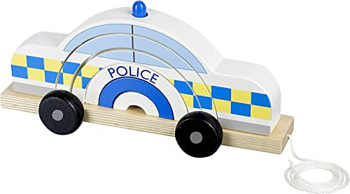 Police Car Stacking Pull Along Toy - Push and Pull Along Toys for 1 Year Olds, Wooden Stacking Toys - Montessori Toddler Wooden Toys - Early Development & Activity Toys by Orange Tree Toys, Multicolor