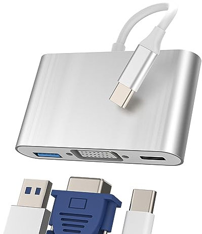 Adaptateur USB C vers USB 3.0 VGA Chargeur Jack Hub USB-C Dock Multiprise Stations d'accueil Secteur Port Compatible pour Samsung Huawei Xiaomi Apple iPhone15 Pro Max Plus iPad fr-069