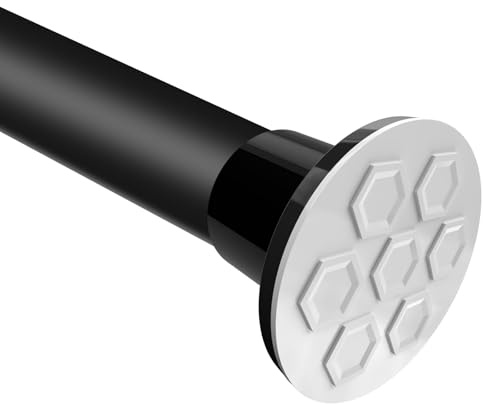HOOPLE Heavy Duty Tension Curtain Rod 102-120 Inch, 1.27Diameter No Drilling Adjustable Rod for Shower Windows Bathroom Bedroom Patio, Renter Friendly, Non-Slip Telescoping Design, Black
