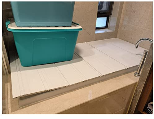 Badewannenabdeckung Falten Badewannenabdeckung, PVC Staubdicht Dämmplatte Badabdeckung, 1,2cm Dicke Multifunktion Wannentablett Tub-Rack für Milchbäder Spa 360 Grad umkehrbar (Color : White, Size :