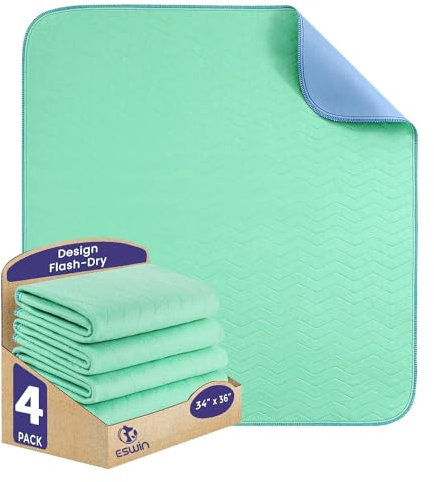 Waschbare Unterlagen, 86,4 x 91,4 cm, super saugfähig, wiederverwendbar, Bettnässer-Inkontinenzeinlagen für Kinder, Erwachsene, ältere Menschen und Haustiere, wasserdichte Schutzunterlage für Couch,