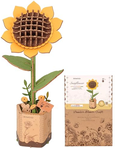 rowood Puzzle 3D Fai da te Fiore in Legno Kit Modellino di Fiori Artificiali Da Montare Per Adulti (Sunflower)