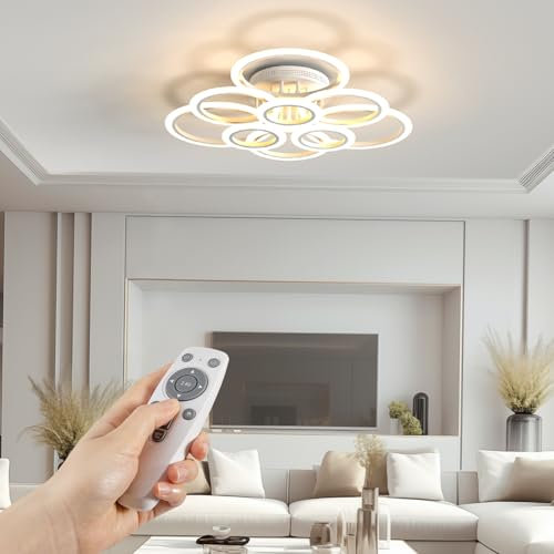 RUYI 120W Living Room Lights Ceiling,9 Ring 10800lm Dimmable Acrylic LED Chandelier with Remote,Creative Curved Design Ceiling Lights for Living Room,Bedroom,Dining Room