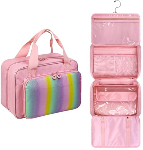 Grekos Hair Accessories Organizer for Girls, Hanging Hair Bow Storage Bag for Girls Hair Clips, Travel Organizer With Hair Clips, Headbands, Scrunchies & Ties - Empty Bag (Pink)