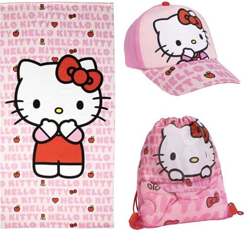 Cappellino e Occhiali Unisex Hello Kitty per Bambini, Design Originale, Regolabili e Leggeri, Ideali per L'Estate e per proteggersi dal Sole